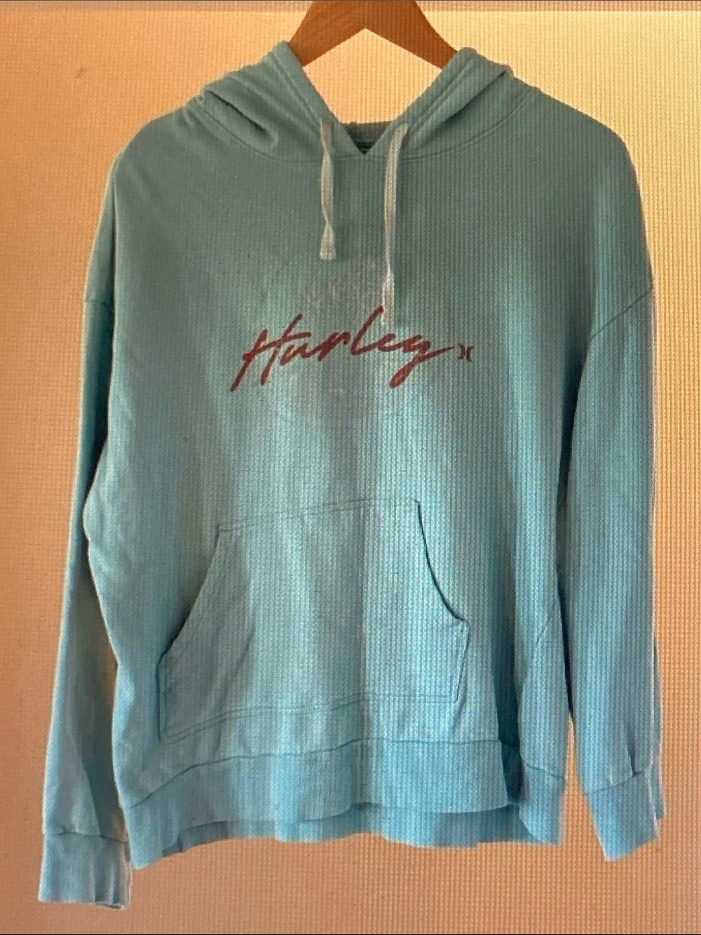 Hurley Men's Aqua Script Logo Hoodie
